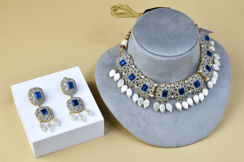 Navy Blue Zaryab Necklace Set