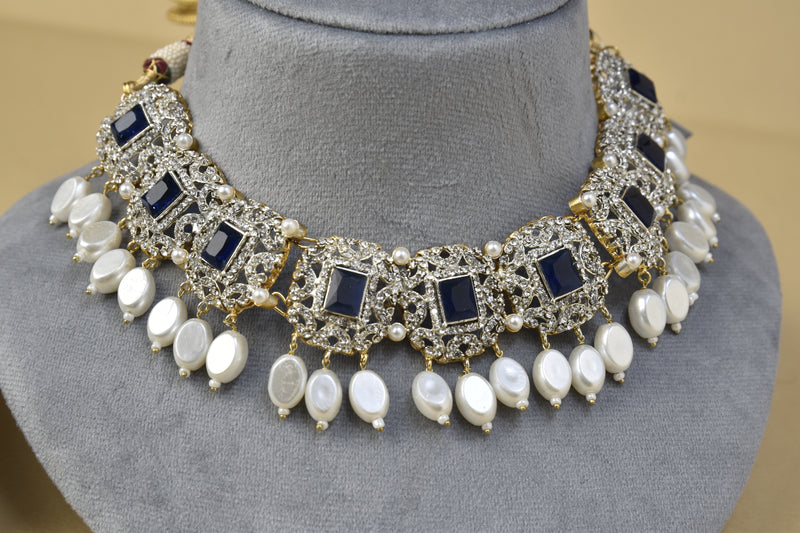 Navy Blue Zaryab Necklace Set