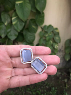 Silver Apatite Grey Studs