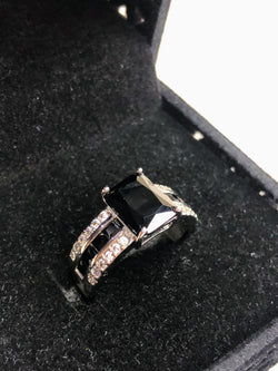 Imported 925 Silver Ring with Black Stone